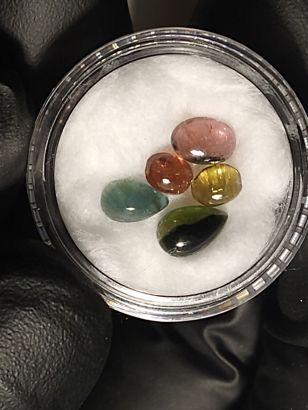 3.1 Carats Mixed Color Tourmaline Cabochons blue red green pink black champagne